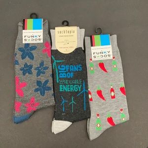 Bundle of 3 Men’s Novelty Crew Socks Assorted Grey